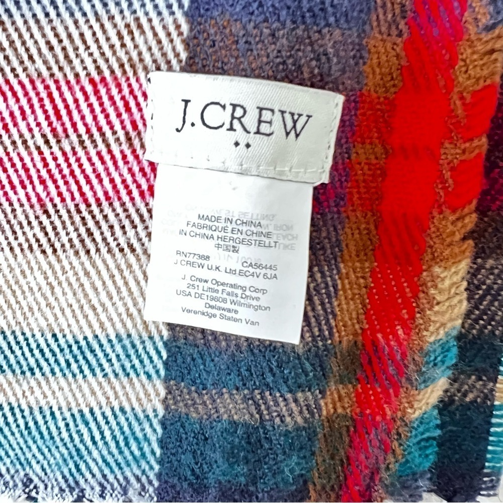 EUC J Crew Cabincore Juniper White Plaid Scarf - Picture 13 of 15